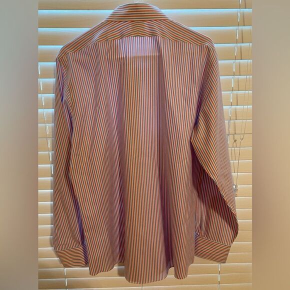 Brooks Brothers Regent Fit Coral Blue Stripe Dress Shirt 15.5 NWOT - Picture 7 of 9
